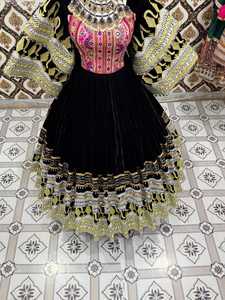 Vestido Tradicional Afgano Kuchi Pathani Maxi de Chifón con Encaje y Cachemira, Ecológico, Bordado, Transpirable para Mujer - Product Image 5