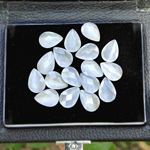 Pierre précieuse œil de chat blanc givré, taille poire, facettée, brillante, pierre libre, cristal taille poire à facettes pour la fabrication de bagues, pendentifs et boucles d'oreilles - Product Image 6