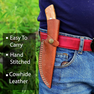 Couteau de boucher et de camping haut de gamme, fait main, en acier Damas, à pointe tombante, 10 pouces, qualité industrielle, manche en bois, finition soignée - Product Image 3