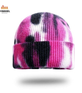 Dynamel Wears Bonnet d'hiver en acrylique jacquard dégradé, déchiré et délavé, ajustable, en tricot côtelé avec revers, style urbain - Product Image 5