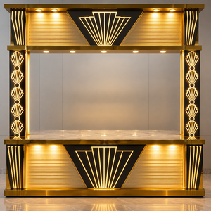 Zelvarion <b>Royal</b> ArtDeco Modern Classic Illuminated Gold Luxury Stainless Steel <b>Catering</b> Counter for Indoor/Outdoor Use - Product Image 1