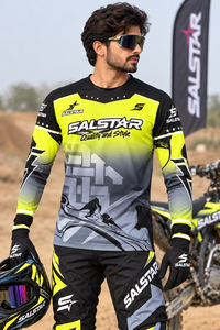 Ensemble de maillot de motocross jaune et gris personnalisé, sublimation, maillot et pantalon de course MX, équipement de course de moto tout-terrain OEM/ODM pour hommes - Product Image 3