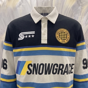 Camiseta de Fútbol Snowgrace de Manga Larga a Rayas, Cuello Camisero, Corte Regular, Ropa para Hombre, Poliéster Transpirable - Product Image 6