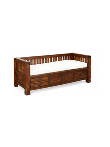 Rustic Solid Wood Convertible <b>Sofa</b> <b>Bed</b> With <b>Storage</b> Drawers Armless Cushion Back Fabric Upholstery Living Room Furniture - Product Image 6