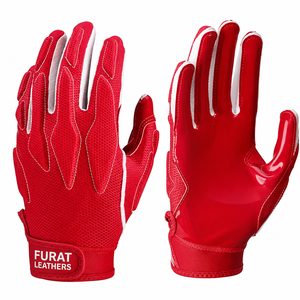 FURAT LEATHERS Full Finger Sports <b>Gloves</b> Blue White Breathable <b>Silicone</b> Moisture Wicking Unisex Hook and Loop Closure - Product Image 3