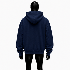 <b>Navy</b> Blue Oversized Zip Up Hoodie Red Graphic Print Unisex Streetwear Fashion Full Zipper Hooded Sweatshirt For <b>Men</b> And Women - Product Image 2