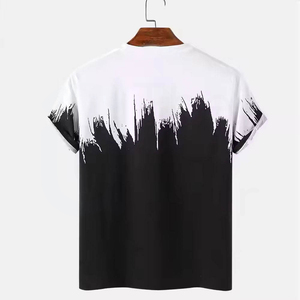 เสื้อยืดคอกลมแขนสั้นพิมพ์ลายขาวดำสำหรับผู้ชาย ทรงลำลอง ผ้าถักโพลีเอสเตอร์ ระบายอากาศได้ดี - Product Image 2