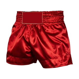 Shorts de boxe en satin noir unisexe pour adulte, coupe ample, extensible, en polyester, pour arts martiaux - Product Image 4