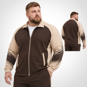 Men Turndown Collar Track <b>Jacket</b> Men Raglan Sleeve Training <b>Jackets</b> Cotton Fleece Winter Wear Tracksuit Top Men Sports Zipper - Product Image 3