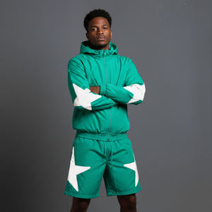 Ensemble survêtement streetwear coupe-vent d'été pour hommes, 100 % coton, grande taille, avec logo personnalisé, vente en gros OEM - Product Image 5