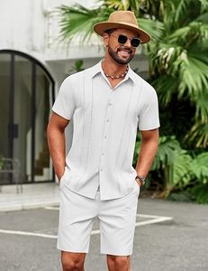 Ensemble 2 pièces d'été pour homme, style streetwear, délavé à l'acide, respirant, sans manches, chemise et short, personnalisable par le fabricant, OEM ODM Marque Privée - Product Image 4