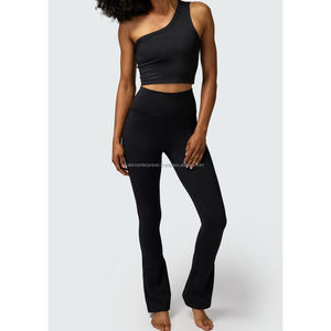 ชุดสปอร์ตบราไหล่ข้างเดียวของผู้หญิงคลาสสิกคุณภาพสูงชุดฟิตเนสเอวยางยืดระบายอากาศได้ดีอุปกรณ์โยคะ - Product Image 1