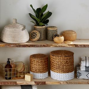 Organisateur de rangement rond multifonctionnel en jonc de mer rustique et écologique, fait main au Vietnam, pour la maison et le linge – Meilleure vente - Product Image 5