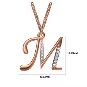 Hot Selling Stylish 14K M-Alphabet Pendant Necklace Unisex Rose Gold Letter Diamond Claw Setting Fine Charms Perfect Gift - Product Image 3
