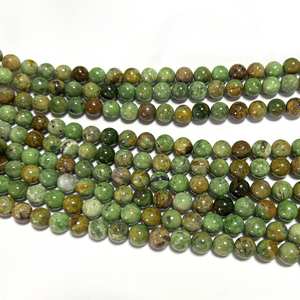 Cuentas de piedra de ópalo verde, cuentas redondas naturales de piedra preciosa, hebra de cuentas para hacer joyas, manualidades DIY - Product Image 3