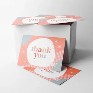 Tarjetas de Agradecimiento Empresariales con Logotipo Personalizado en Papel Dorado y Plateado, Cartulina y Papel Offset, Colores y Tamaños Personalizados - Product Image 2