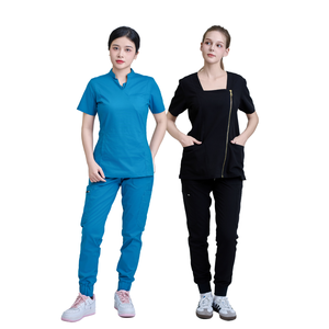 Ensemble d'uniformes médicaux PE/Rayonne à prix avantageux, marque privée, design imprimé tendance pour infirmières, blouse de laboratoire pour médecins, usine FMF, faible MOQ - Product Image 1