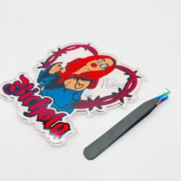 Support à cils en acrylique et verre Bichota Karol G en forme de papillon et de cœur avec aimants pour pinces, outil d'extension de cils personnalisé avec logo