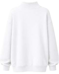 Sudadera de Forro Polar Blanca Personalizada para Mujer, Cuello Alto, Estilo Holgado, Informal, Cálida para Invierno, de Algodón y Poliéster, Ajuste Holgado, Top de Moda - Product Image 2