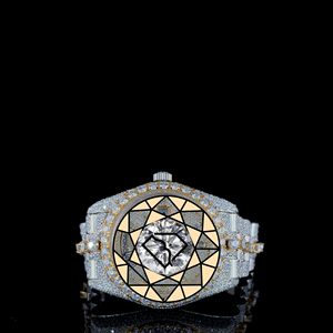 Montre Hip-Hop de Luxe avec Diamants de Laboratoire, Bracelet en Acier Inoxydable, Style Américain, Cadran Givré, Mouvement Quartz Personnalisé, Étanche au Quotidien - Product Image 1