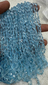 AAA Sky Blue Topaz Faceted Oval Shape <b>Beads</b> 6*8 mm 16 inches Strands Natural Gemstone For Jewelry Making At Wholesale Price - Product Image 1