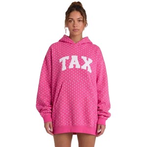 Sweat-shirt oversize pour femme à manches longues en coton tricoté, délavé à l'acide, séchage rapide, respirant, pour l'hiver, avec imprimé lettre sur le devant - Product Image 2