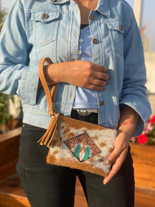 Nouveaux vrais cheveux sur le portefeuille de bracelet en cuir à cacher et usiné pochette de maquillage en cuir véritable occidental gland en peau de vache portefeuille pour femmes personnalisé - Product Image 3