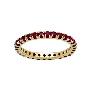 Anillo de Eternidad de Oro Amarillo de 14K con Rubíes Naturales para Mujer |   Anillo de Boda Apilable |   Joyería Fina al por Mayor para Regalos de Aniversario - Product Image 1