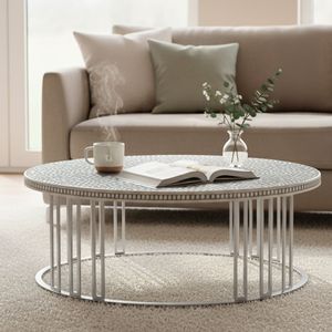 Table basse artisanale en os incrusté, style moderne, pour salon, meuble artistique écologique, pièce d'appoint pour intérieur de salon - Product Image 5