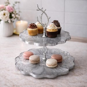 Plateforme de présentation de gâteaux en résine de designer pour pâtisserie, vente en gros - Product Image 4