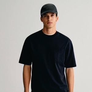 Camiseta de Algodón Azul Marino para Hombre, Corte Regular, Cuello Redondo, Manga Corta, Informal, Color Sólido, Tejido de Punto Liso - Product Image 3