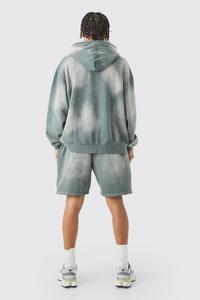 High Quality 500GSM Acid Wash Oversized Zipper-<b>Up</b> Eco-Friendly Anti-Wrinkle Hoodies Men Embossed Logo Vintage Casual Streetwear - Product Image 2