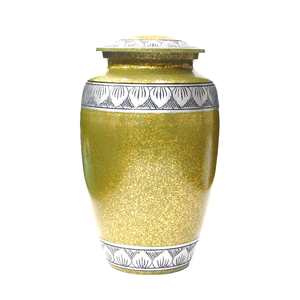Urnas de cremación de aluminio para adultos con grabado, acabado en estaño y esmalte marrón, urnas metálicas para cenizas humanas. - Product Image 5