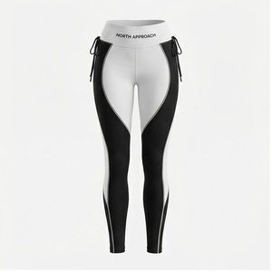 Leggings taille haute pleine longueur North Approach avec blocs de couleur contrastés, bande latérale et cordon de serrage, pantalon de yoga extensible sans couture - Product Image 1