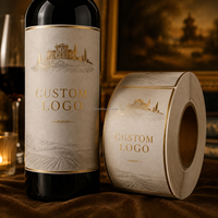 Étiquettes en papier texturé pour bouteilles de vin de luxe personnalisées, logo en relief, estampage à chaud, impression dorée, autocollants d'emballage