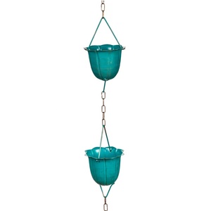 Turquoise Rain Chain with <b>Large</b> <b>Cup</b> Design Strong Water Flow Capacity Elegant Outdoor Decor for Gutters and Gardens - Product Image 1