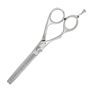 Ciseaux professionnels pour la retouche des cheveux, en acier inoxydable, 30 dents, pointe arrondie, manche moyen, pour droitiers, usage en salon, fabriqué au Pakistan - Product Image 3