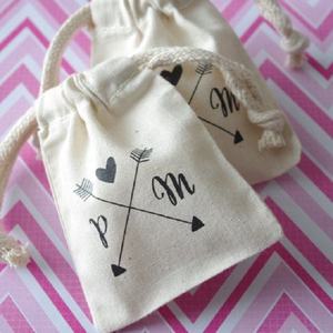 Bolsas con cordón de algodón orgánico 100% al por mayor con patrón de letras con asa de cuerda - Product Image 1