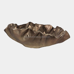 Tazón para servir comida hecho a mano con acabado pulido y esmalte, piezas de centro de mesa de aluminio plateado de lujo al por mayor - Product Image 6