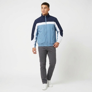 Trending Men's Color Block Racer Jacket Stand Collar Zipper Closure with Panel Windproof Sporty Style Autumn Wear - Product Image 4