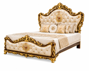 Stylish Wooden Carved Rococo Bedroom Furniture Set Teak Wood Bedroom Furniture Set with Bed, <b>Wardrobe</b>, Dresser & Nightstands USA - Product Image 2