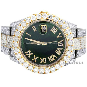 Reloj de diamante de moissanita de acero inoxidable para hombre de 41mm de lujo Premium, reloj de estilo Hip Hop de cristal analógico envejecido de alta calidad - Product Image 6