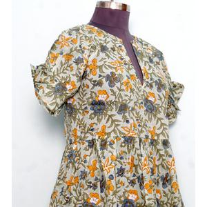 Vestido midi de algodón hecho a mano con estampado floral de verano, estilo bohemio, vestido de algodón cómodo con estampado para mujer - Product Image 5