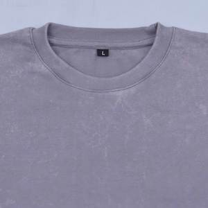 T-shirt décontracté en coton lavé vintage de haute qualité pour femme, col rond, manches courtes, vente en gros - Product Image 3