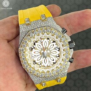 Montre de Luxe pour Homme Charmante, en Acier Inoxydable Doré, Lunette Sertie de Diamants, Mouvement Mécanique Analogique, Date Automatique, Boîtier Carré 40mm, Poussoir - Product Image 1