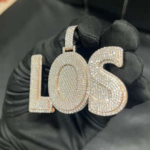 จี้เพชร RB Gems NEMI01 เงินแท้ 925 ชุบโรเดียม สีโรสโกลด์ ประดับเพชรโมอิสซาไนต์ VVS แบบ Iced-Out จี้ตัวอักษรแบบกำหนดเอง สไตล์ฮิปฮอป - Product Image 4