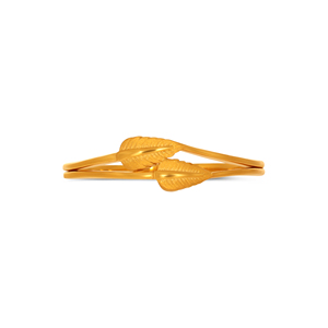 Anillo Minimalista de Hoja Dorada, Anillo Envolvente de Hoja de Oro Amarillo de Lujo, Diseño Botánico Moderno, Joyería de Moda para Mujer - Product Image 3
