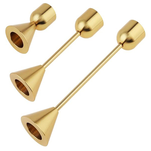 Gold Taper Candle Holders Set of 3 Metal Candlestick Holders for Table Centerpiece Modern Decorative Candle <b>Stands</b> for Christmas - Product Image 3
