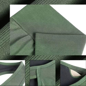 Ensemble de vêtements de sport pour femmes, soutien-gorge de sport vert olive à col en V et dos nu, leggings taille haute, sans couture, respirant, séchage rapide, pour yoga et fitness - Product Image 4