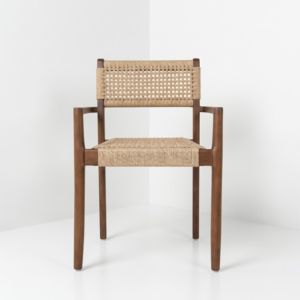 Chaises de jardin Japandi modernes en teck danois, ensemble de fauteuils empilables en corde de papier pour importateurs en gros, export en conteneurs en vrac - Product Image 3